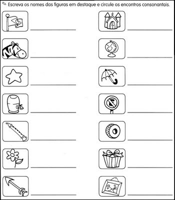 Atividades para alfabetização.