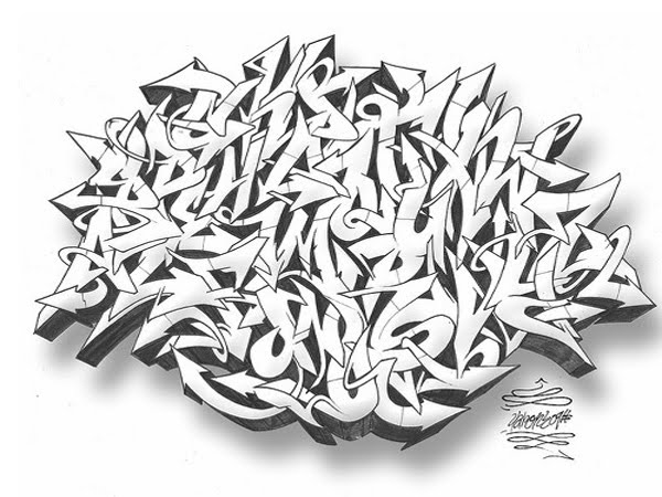 A Sketch Graffiti Alphabet "Letters A-Z" with Wildstyle Design