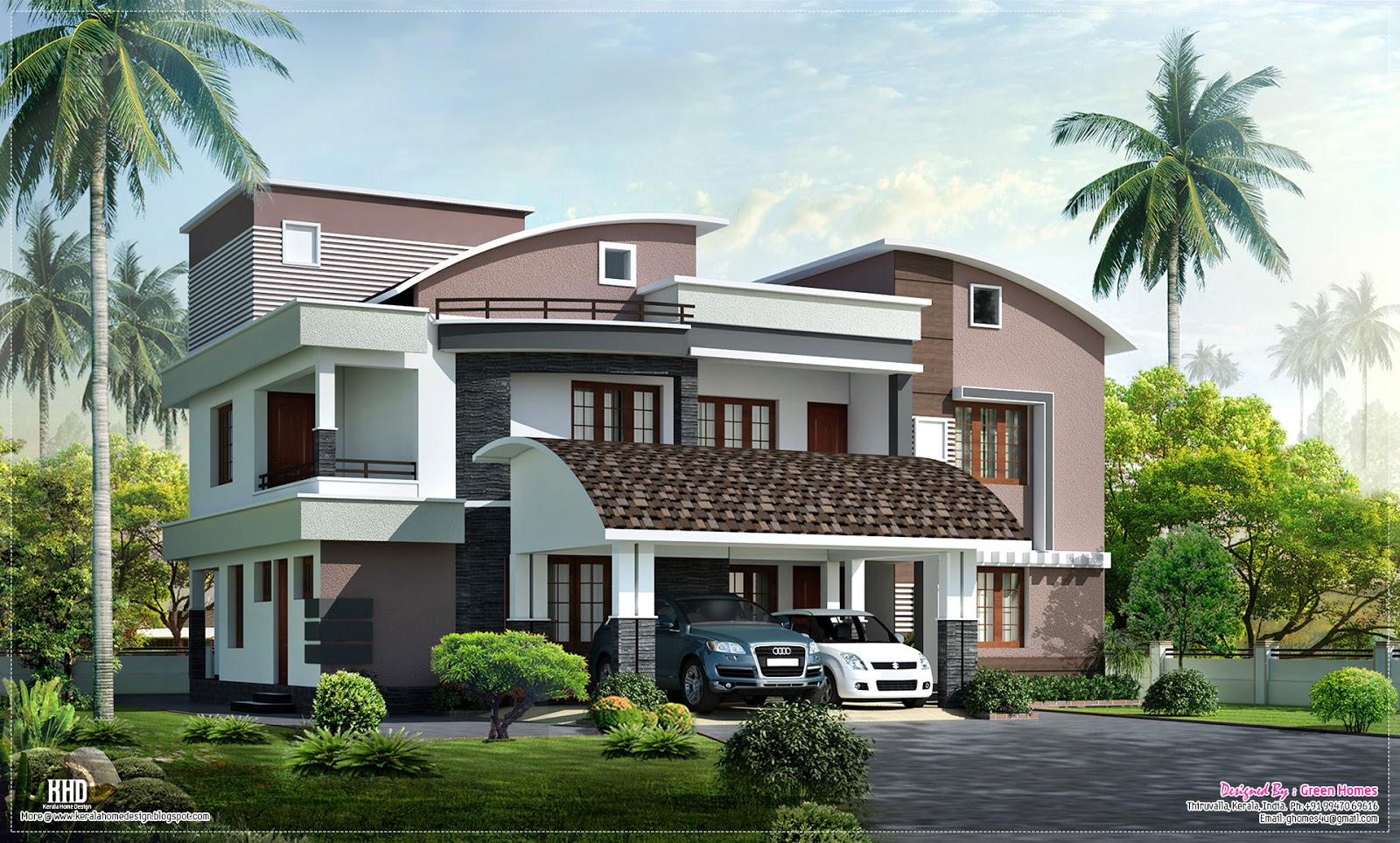 Modern style luxury villa exterior design | Home Kerala Plans