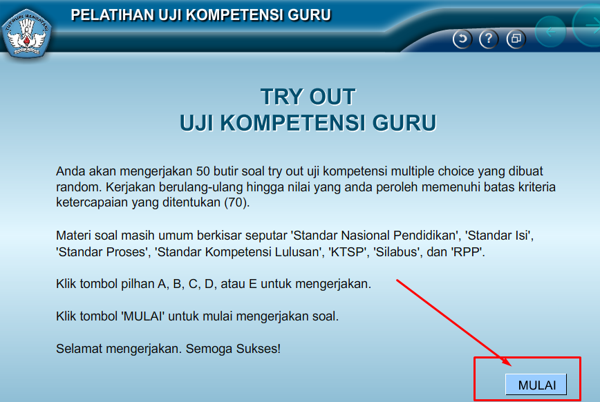 Itu merupakan uji tampilan aplikasi Uji Kompetensi Guru  karena dalam