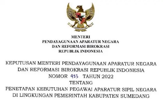 Rincian Formasi ASN PPPK Kabupaten Sumedang Provinsi Jawa Barat Tahun 2022