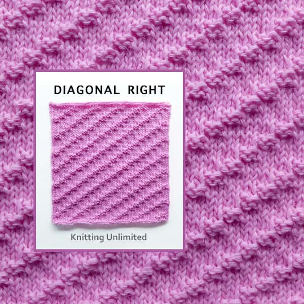 Diagonal Right Square knitting pattern. Knit Purl Square 31