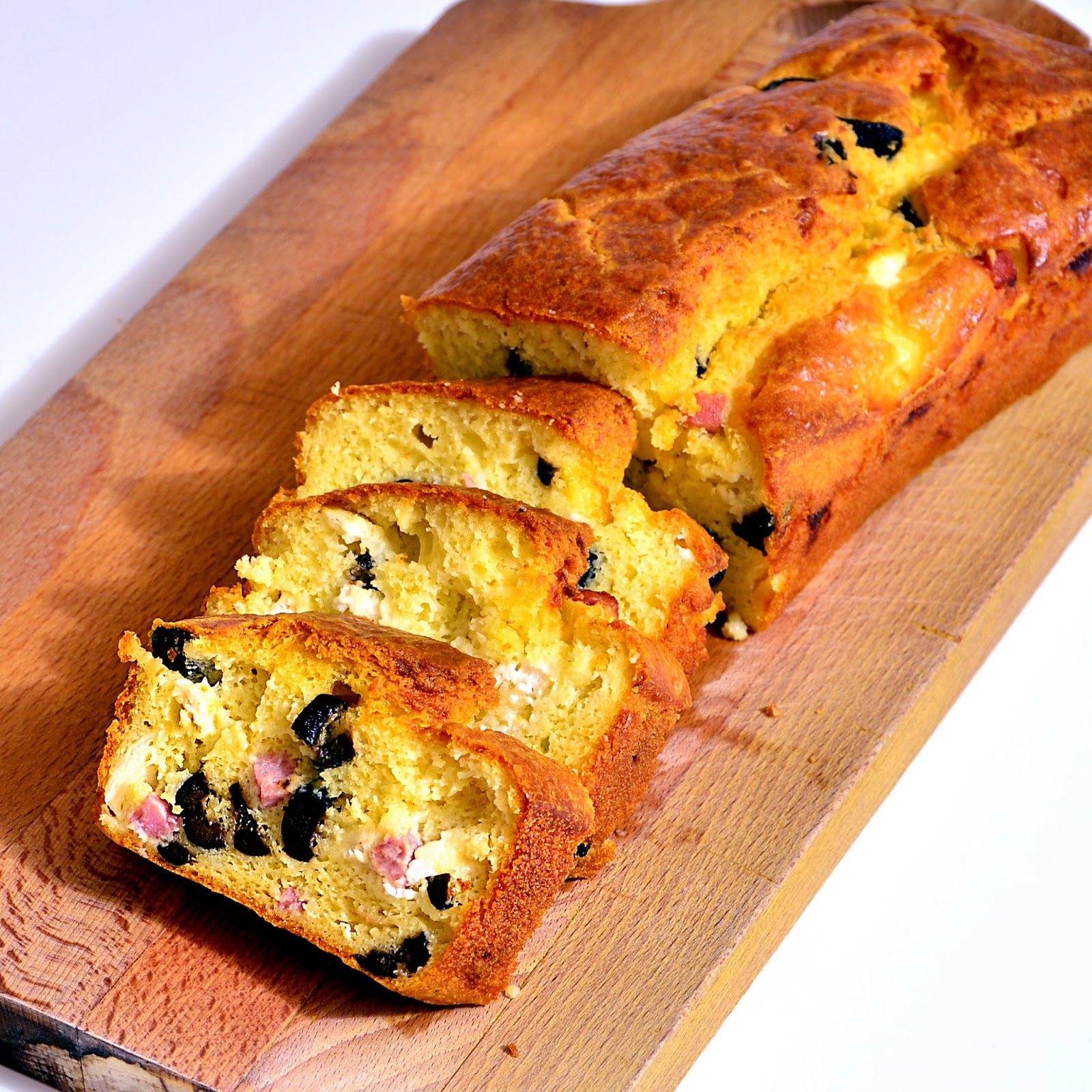 Cake With Olives, Ham And Goat Cheese.