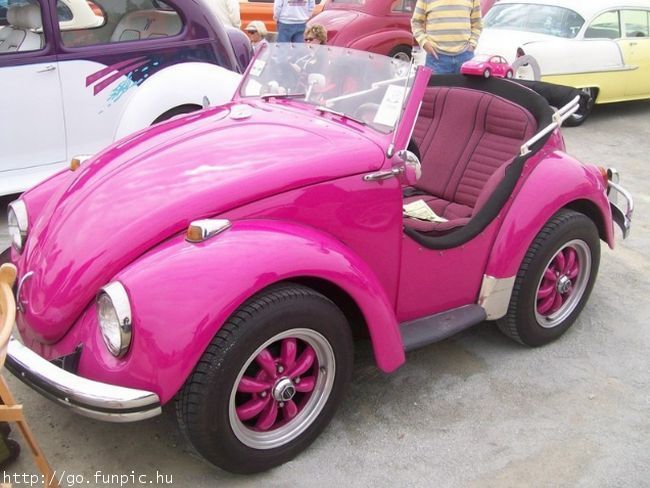 of having a cute little pink car to travel around the world with this 