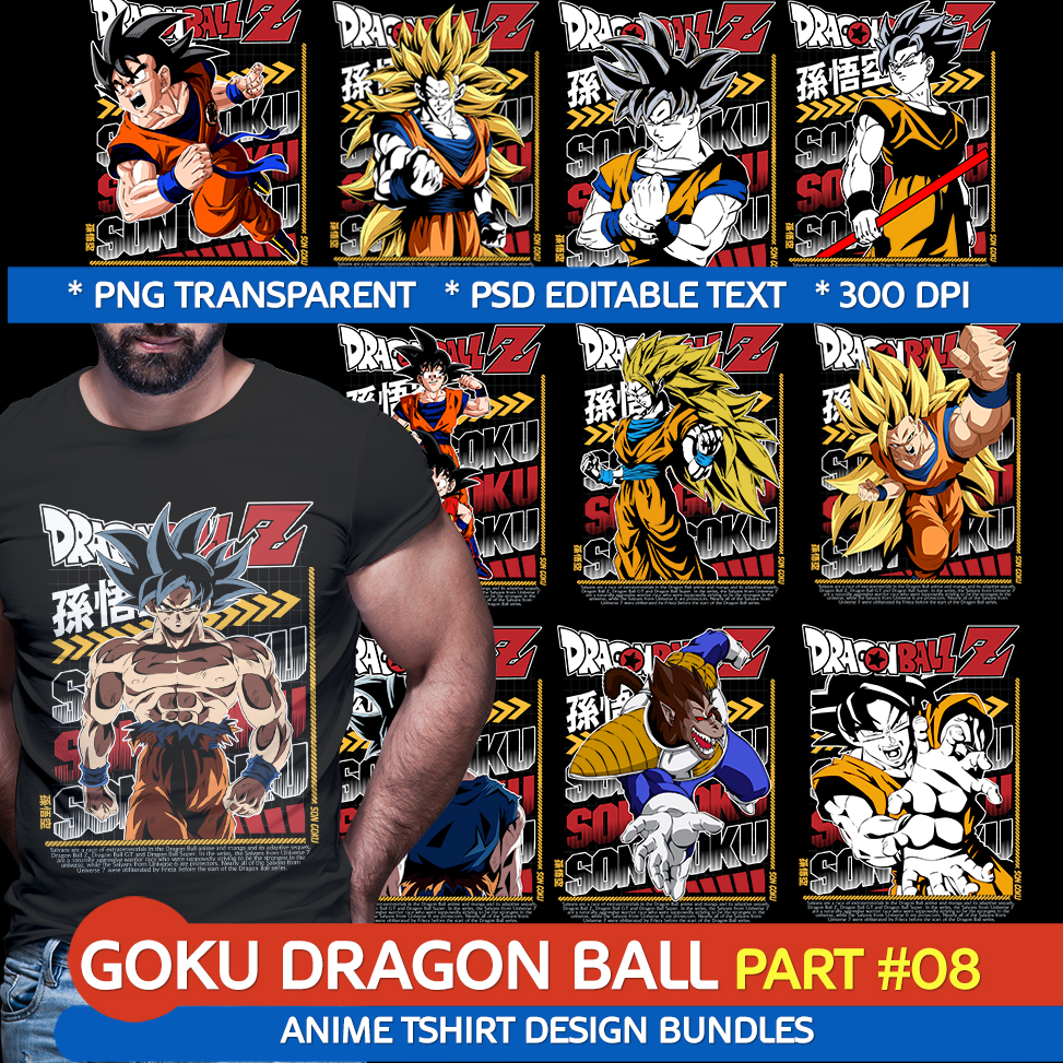 ANIME SON GOKU T SHIRT DESIGNS BUNDLE