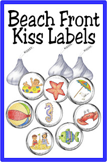 Enjoy a little bit of beach fun and chocolate with these printable kiss labels perfect for a beach party or a lazy day relaxing.  #kisslabels #beachparty #diypartymomblog