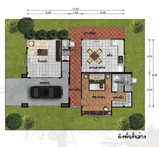 บ้านชั้นเดียว1 ห้องนอน 2 ห้องน้ำ [บ้านชุมแสง 25]