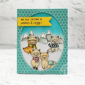Sunny Studio Stamps: Alpaca Holiday Fancy Frames Stitched Oval Dies Warm & Cozy Winter Themed Card by Lexa Levana