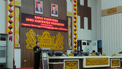  Pj.Bupati Pringsewu Sampaikan LKPJ Kepala Daerah 2023 DI Rapat Paripurna DPRD