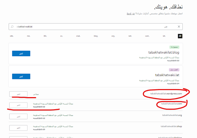 الخطوة الخامسة: اختر اسم نطاق المدونة