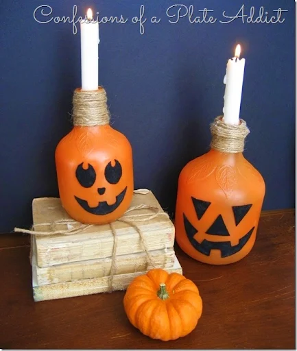 CONFESSIONS OF A PLATE ADDICT Country Living Inspired Jack-o'-Lantern Candlesticks