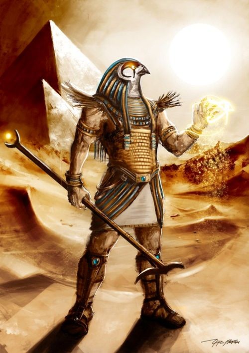 Gatekeeper - Horus, Egyptian myth: a falcon headed patron god. He was the god of vengeance, war, the sky, and the sun. He was a very important figure in Egyptian religion.