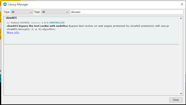slowaes library installation on arduino ide