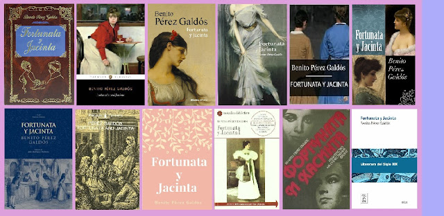 Portadas de la novela costumbrista Fortunata y Jacinta, de Benito Pérez Galdós
