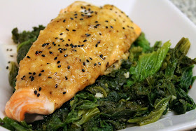 Baked Salmon with Honey-Mustard, Ginger and Garlic