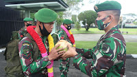 Yonzipur 1/DD  Gelar Tradisi Korps Penyambutan personel  Satgas Apter