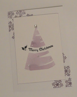 Purple Christmas card with watercolour tree shape