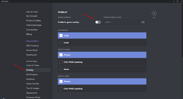 discord disable overlay