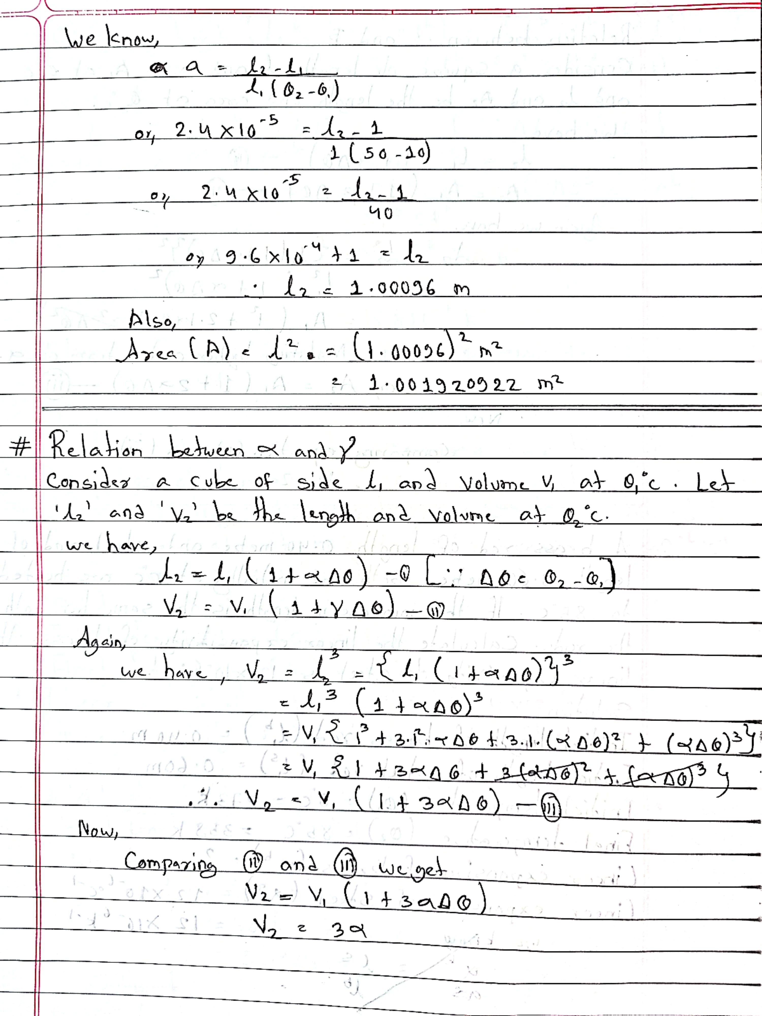 Class 11 Physics Thermal Expansion Handwritten Notes