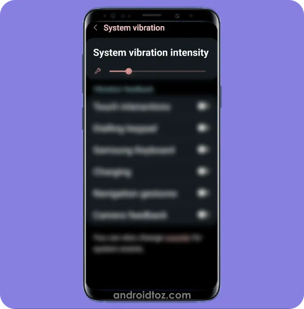 System Vibration Intensity on Samsung Picture