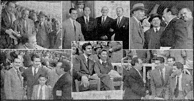 Diversas escenas en el palco de Las Corts: Pedro y Miguel Godó con el deportista Antonio Alvareda. Sancho Dávila, Presidente de la Federación, con Juanito Belmonte, Enrique Martí y Andrés Ramírez, secretario de la Federación. Ricardo Zamora y el Marqués de la Mesa de Asta. Mariscal, jugador del Valladolid, con el niño Marcial Roca y otras amistades. El actor Louis Jourdan con su esposa Quique. Caldentey y Moreno, jugadores del Barcelona no convocados hoy. C. F. BARCELONA 5 REAL VALLADOLID DEPORTIVO 0. 11/05/1952. Copa del Generalísimo, semifinal, partido de ida. Barcelona, campo de Las Corts. GOLES: 1-0: 2’, César. 2-0: 4’, Vila. 3-0: 28’, Kubala. 4-0: 77’, Kubala, de penalti. 5-0: 88’, Vila.