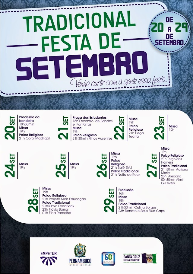 Programação da festa de São Miguel 2013 em Santa Cruz do Capibaribe