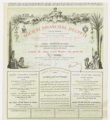 Share from the Société Financière d'Égypte with text in four languages