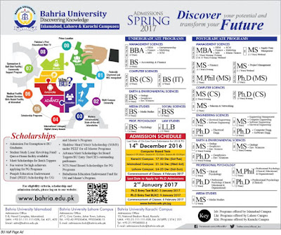 Bahria University Spring admissions 2017