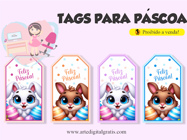 Arte Digital Tags para Páscoa Grátis