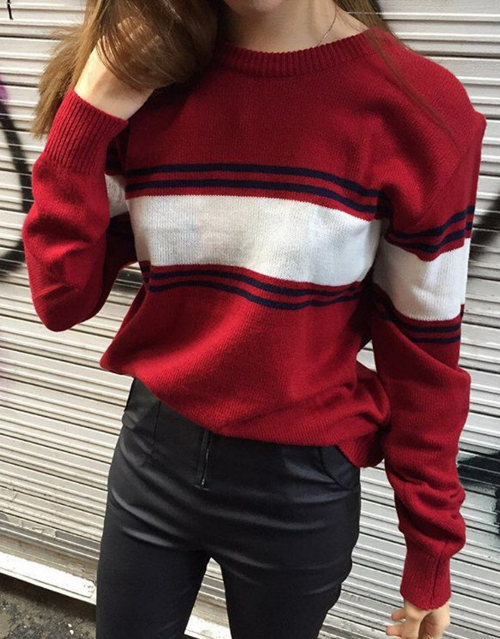  Strioe Panel Knit Sweater