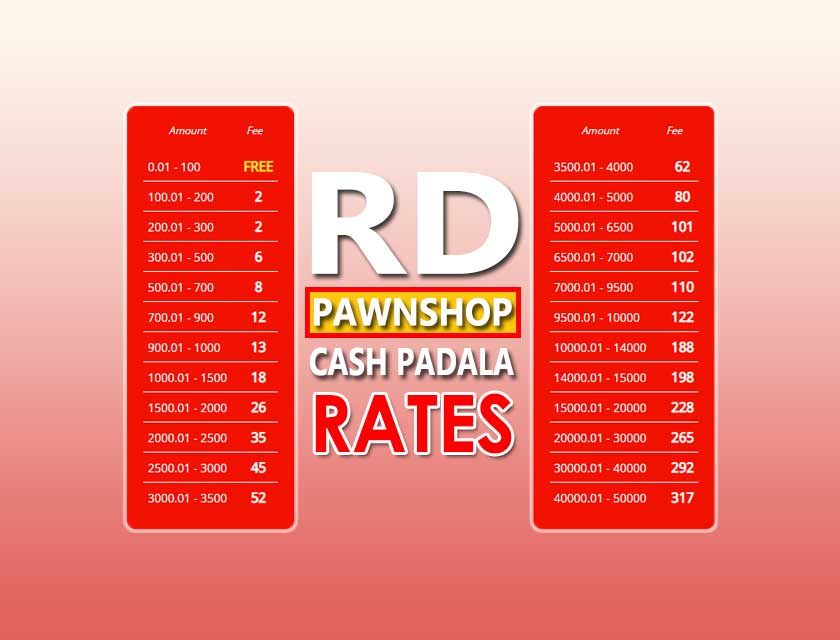 RD Pawnshop Rates Cash Padala