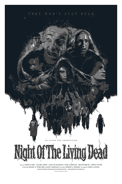 George A. Romero’s Night of the Living Dead Silver Glow in the Dark Variant Screen Print by Grzegorz Domaradzki