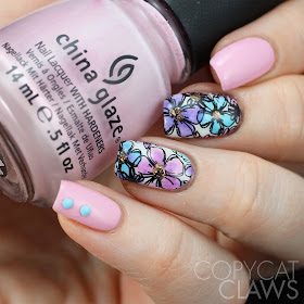 Pastel Floral Nail Stamping