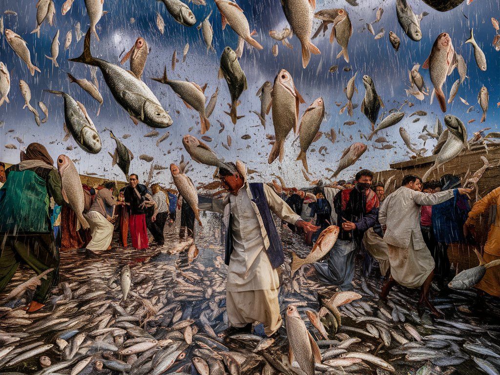 lluvia de peces en irán