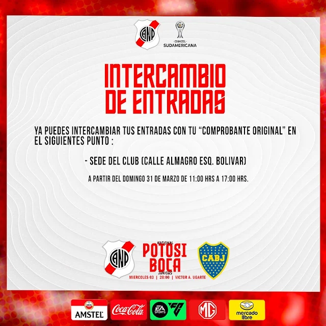 Venta de Entradas Nacional Potosi vs Boca Juniors