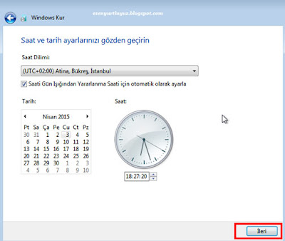 windows 7 tarih ve saat ayarları