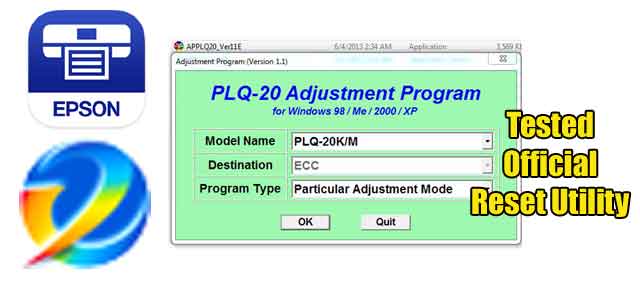 Epson PLQ-20K Adjustment program (Reset Utility)