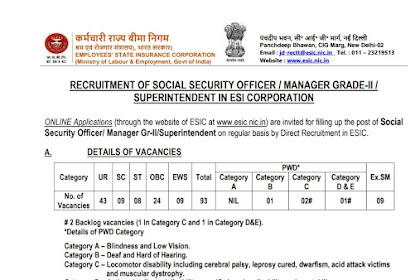 ESIC SSO Notification 2022 Apply online