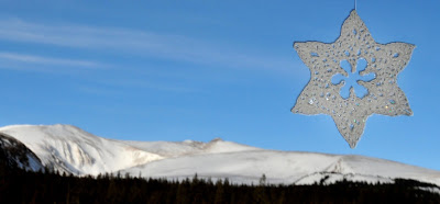 White Ridge and Gemini Peak in winter with Gemini Peak Snowflake