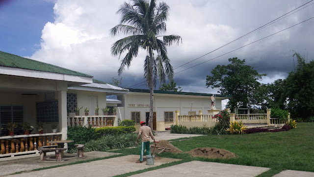an activity hall outside the San Roque Parish Church in San Roque Northern Samar