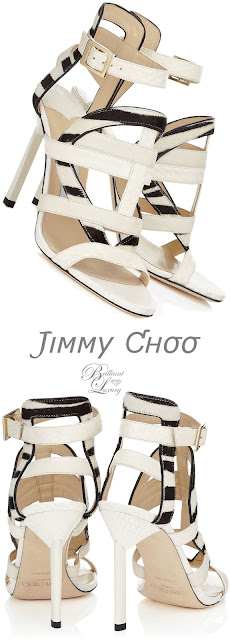 ♦Jimmy Choo Vanquish black & white striped sandals #jimmychoo #shoes #brilliantluxury