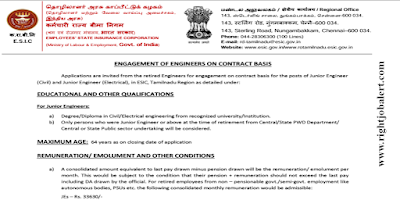 Junior Engineer - Civil or Electrical Job Recruitment - ESIC