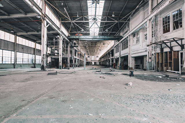 large open abandoned industrial space