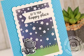 Sunny Studio Stamps: Cascading Stars Critter Campout Night Sky Framed Background Card by Juliana Michaels