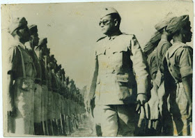 Netaji Subhas Chandra Bose Reviewing the Troops of Azad Hind Fauj - 1940's 