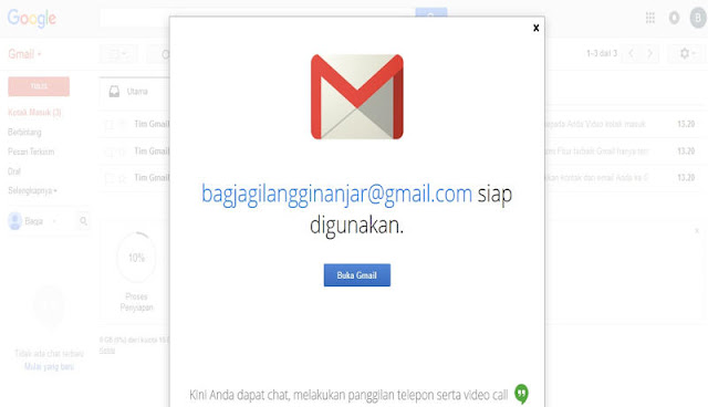 Tampilan pertama kali login Gmail