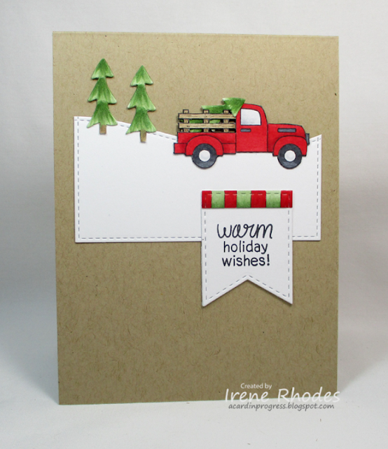 Warm winter wishes by Irene features Forest Scene Builder, Snow Much Cheer, and Farming Fun by Newton's Nook Designs; #inkypaws, #newtonsnook, #wintercards, #holidaycards, #cardmaking, #cardchallenge