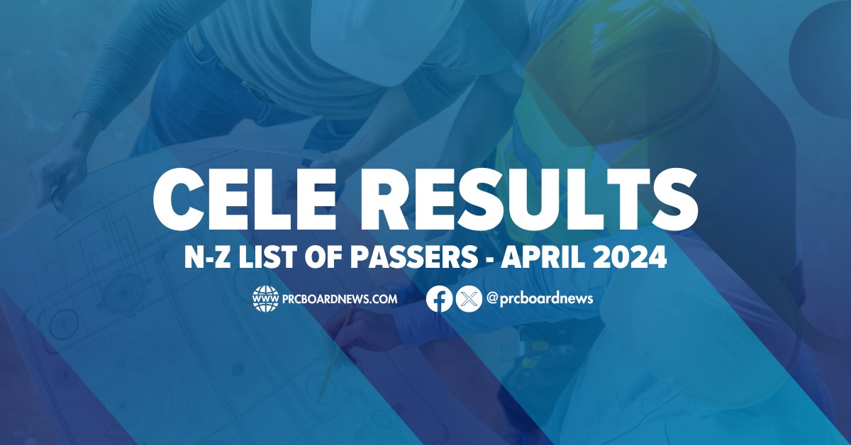 N-Z PASSERS: April 2024 Civil Engineering CE board exam result