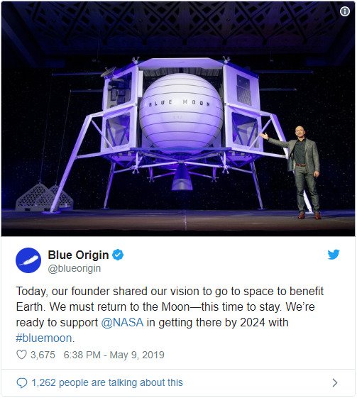 Blue Origin said on twitter 