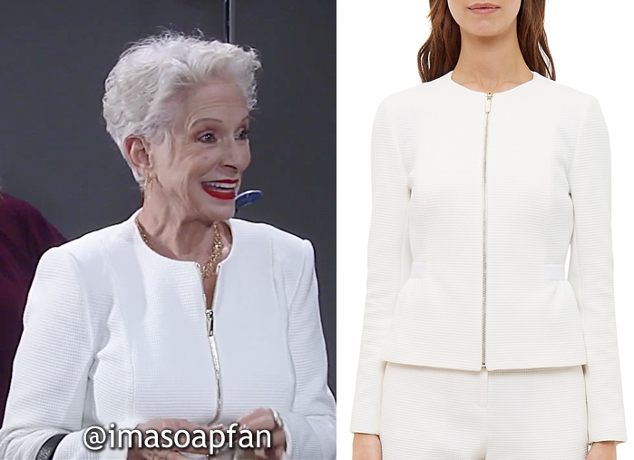 Quinn Danvers, Jennifer Bassey, White Textured Peplum Jacket, Ted Baker, General Hospital, GH